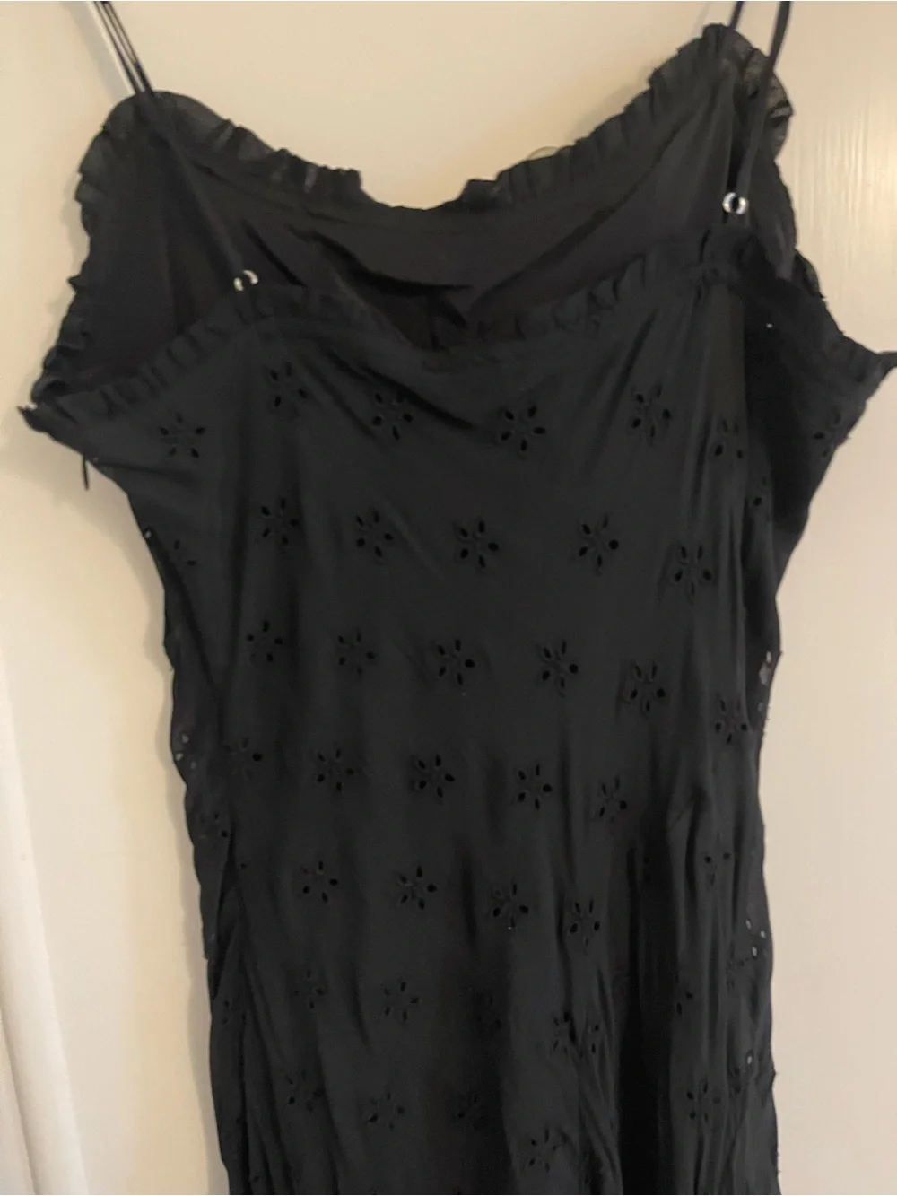 J. Crew Black Eyelet Maxi Slip Dress